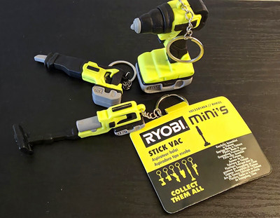Ryobi Mini Stick Vac Tool Keychain w/ Detachable Keyring Green Black Gray