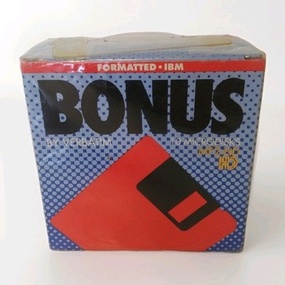 Verbatim Bonus MF 2 HD 3.5'' Microdisks 10 Pack Formatted IBM New