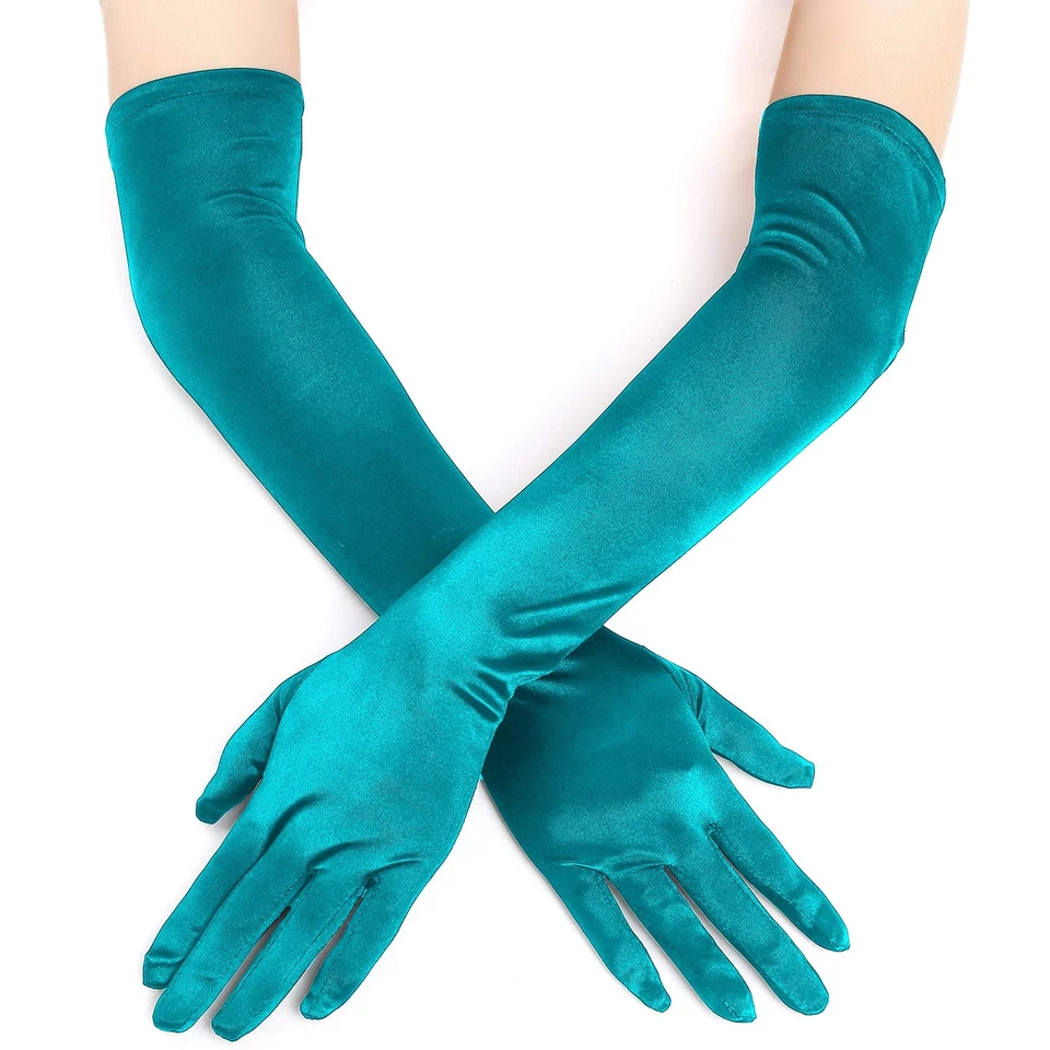 Long Opera 1920s Gants en Satin pour Femme Longueur Coude Gants de Costume de... - Photo 2/4