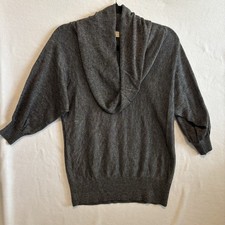 Michael Kors Sweater MEDIUM Long Sleeve Cowl Neck Tunic Dark Gray
