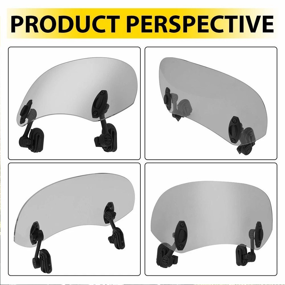 Motorcycle Adjustable Clip On Windshield Wind Screen Deflector Extension Spoiler