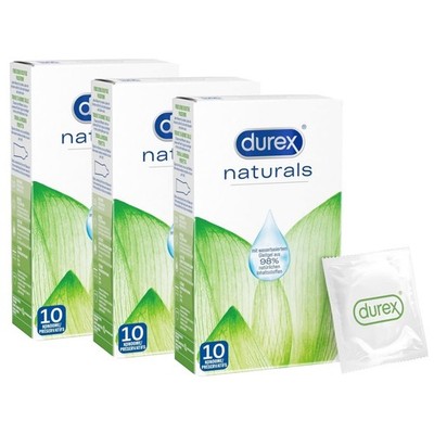 Durex Naturals Kondome 3x10 Stück mit Gleitmittel Originals sehr dünn NEU Kondom