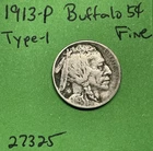 1913 P T1 Buffalo 🦬 Indian Head Nickel 5c Fine Type 1