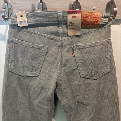 Levi's Men's Gray Corduroy Loose Straight Fit Jeans Mid Rise 5-Pocket