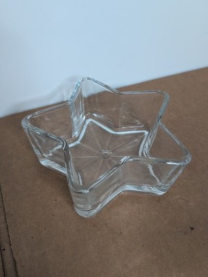 Star Glass Dish Libbey Glass Candy Trinket Christmas Dish 6  Star 2.25  Tall