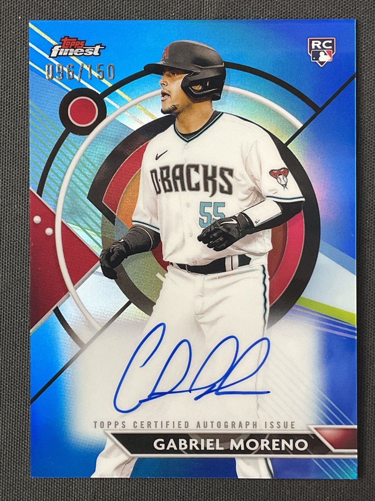 2023 Topps Finest #FA-GM Gabriel Moreno Blue Refractor RC ON CARD AUTO /150