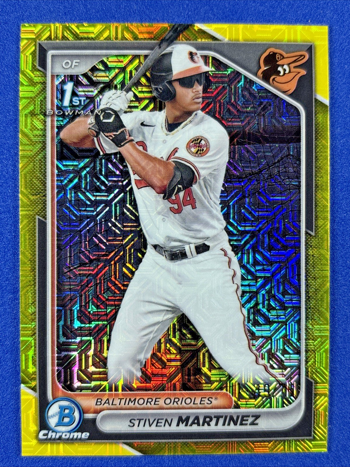 2024 Bowman Chrome Stiven Martinez #BCP-229 Yellow Mojo Refractor /75 - Orioles