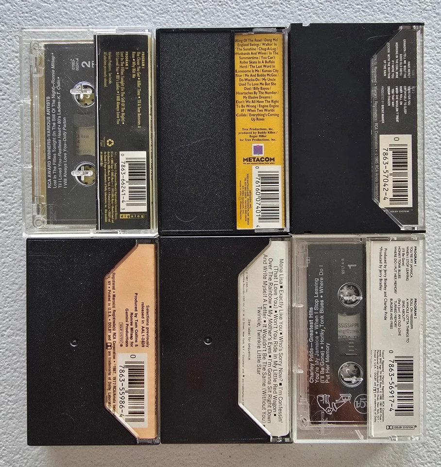 Willie Nelson Ronnie Milsap Roger Miller Judds Charley Pride 6 Cassette Lot Coun Foto 2 de 2