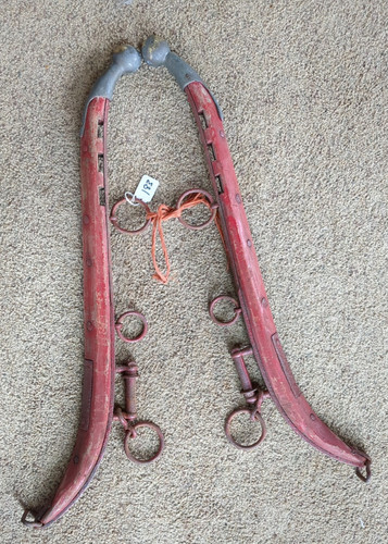Antique Pair Of US HAMES CO. NO. 8, 30" Red  Horse Hames W/Brass End Knobs