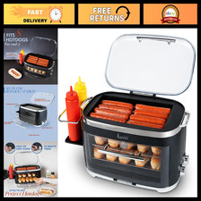 Hot Dog Roller Grill  Toaster Oven - Cooks 8 Hot Dogs  Buns, Keep Warm, Condim