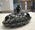 Anchor Hocking Fairfield Covered Butter Dish in Smoke Made