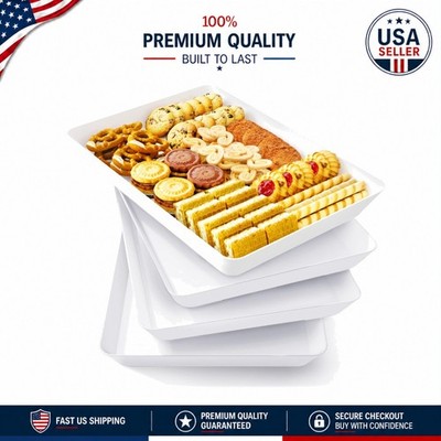 Multi-Purpose 4-Pc Serving Tray Set - Lightweight & Stackable for Easy Storage