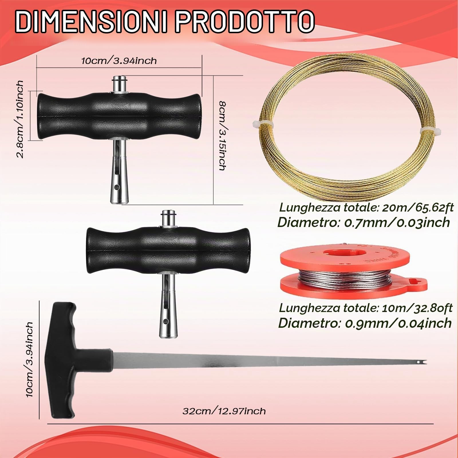 Strumento per Rimozione Parabrezza Kit 5 Pezzi Manici Ergonomici Attrezzi Auto - Miniatura 3