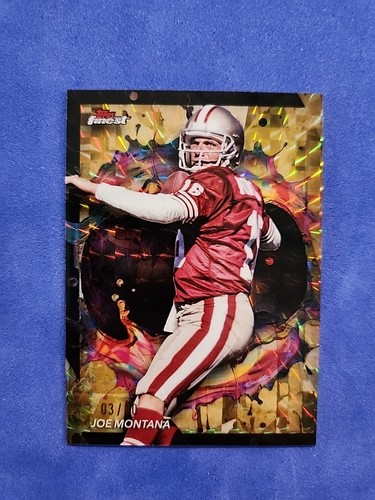 🛸2024 TOPPS FINEST FOOTBALL RARA FUORIUSCITA OLIO ORO SSP JOE MONTANA 08/20 - Foto 1 di 5