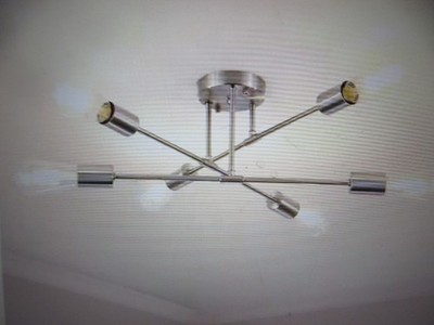 LWYTJO 20.66 in. 6-Light Nickel Dimmable Sputnik Chandelier Modern Linear Light