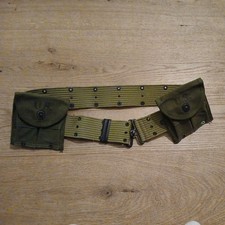 Original U.S. WWII Pistol Belt Lochkoppel M-1936 mit 2x Carbine Ammo Pouches WK2