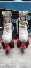 Chicago Skates 400 Ladies White Quad Roller Skates Pink Wheels Size 7