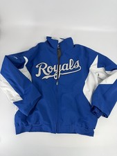 Kansas City Royals Blue Therma Base Jacket SZ M Staff Player Majestic Authentic