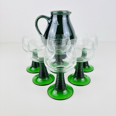 Luminarc Weingläser 6er Set + Tonkrug Römer Weinglas Trompete Grün - Top Zustand