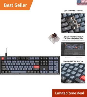 V6 Wired Custom Mechanical Keyboard, Full-Size QMK/VIA Programmable Macro wit...