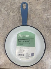 X RARE NEW Figmint Cast Iron Skillet 6 Inch Vintage Enameled Design OVEN2Table