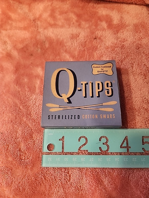 Vintage 1960s Q-Tips Sterilized Cotton Swabs Original Blue Carton Movie Prop