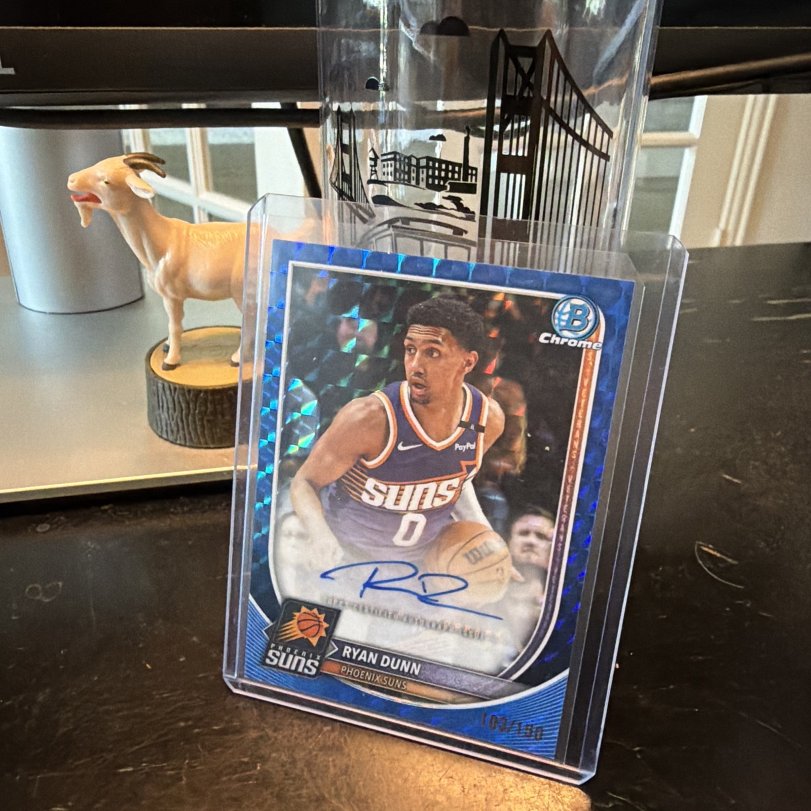 2025-26 Bowman Ryan Dunn Chrome Auto Blue Geometric Refractor #/150 Suns