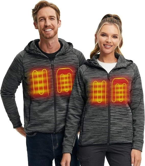 CONQUECO Heated Jacket, Unisex Heating Coat for Women and Men with Hood(No Bank)
