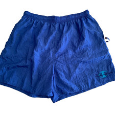 NWT VTG 90s Champion Nylon Shorts Mens L Blue Swim Gym Mesh Lined Pockets Flaw