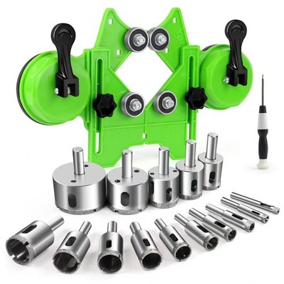 Diamond Hole Saw Kit 17PCS Tile Drill Bits Sets with Double Suction Cups Hole Sa
