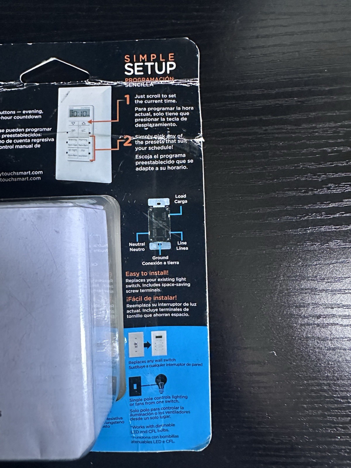 myTouchSmart Indoor In-Wall Simple Set Digital Timer Programmable White