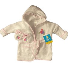 Spasilk Baby Pink Hooded Terry Bathrobe  Booties Set 0-9 Months NWT