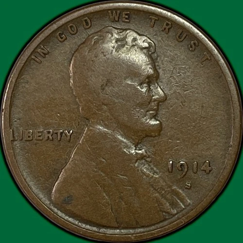 1914-S Lincoln Wheat Cent Very Good VG Coin #38266