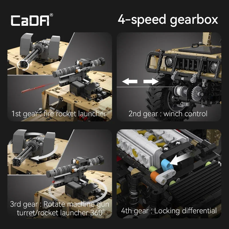 CaDA C61036W, HUMVEE Vehicle, building bricks, 1:8 Scale model - Image 4 of 4