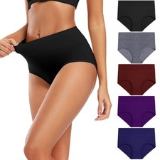 High Waisted Cotton Underwear Women Plus Size Full Coverage 5-Pack X-Large