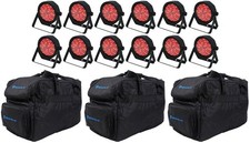  12 Chauvet DJ SLIMPAR 56 ILS DMX RGB LED Par Wash Up-Lights Carry Bags