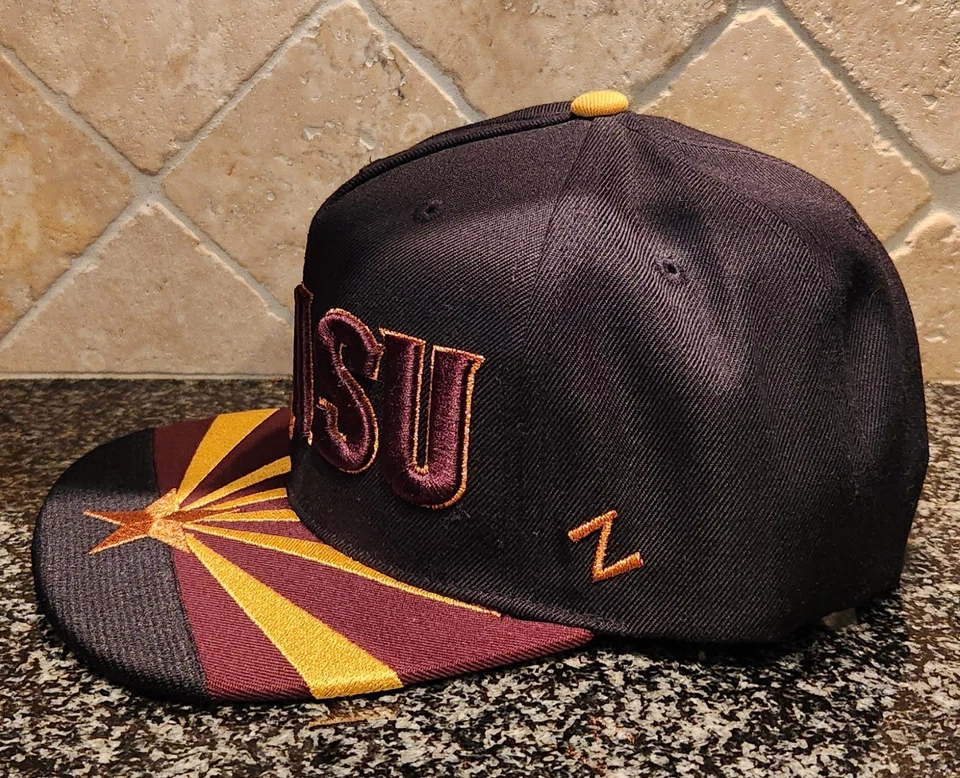 ASU Arizona State Sun Devils Zephyr Black Adjustable Flat Billed Hat Cap - Image 2 of 4