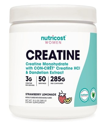 Nutricost Creatine Monohydrate Powder for Women Strawberry Lemonade, 50 Servings