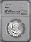 1952-S  50C FRANKLIN SILVER HALF DOLLAR  "SAN FRANCISCO"  NGC MS64 #8164557-043