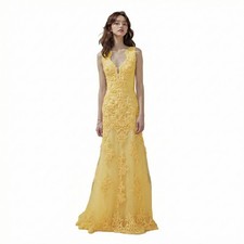 High Quality Lace Applique Long Prom Dress Wedding Dress Pageant