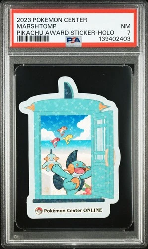 2023 POKEMON CENTER PIKACHU AWARD DELIVERY! STICKER HOLO MARSHTOMP PSA 7