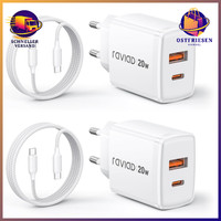USB C LadegeräT 20W 2-Pack SchnellladegeräT Mit 2M Kabel FüR Iphone Galaxy