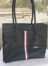 Tommy Hilfiger Clásico Negro Sólido Logo Bolso de Mano Bolso Shopper Bolso de Hombro LEER