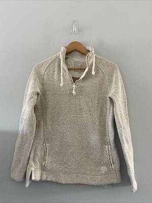 Weird Fish 1/4 Zip Pullover 10 Damen Waffelstrick Creme 
