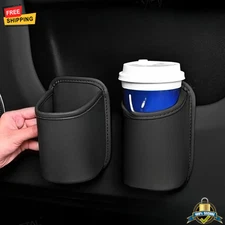 Leather Car Door Cup Holder Back Seat Organizer Drink Storage Box