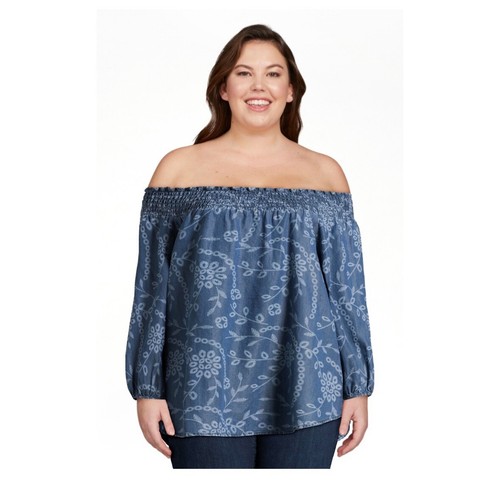 The Pioneer Woman On Off Shoulder Smocked Blouse, Women's Sz XL - Picture 2 of 3