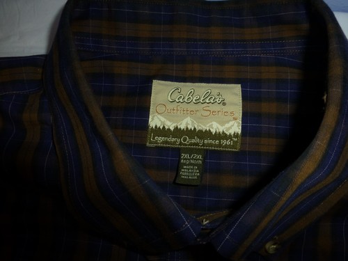 Men Cabela's Brown Blue Plaid Long Sleeve Button Front Shirt 2XL NWOT - Picture 6 of 6