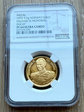 Norway 1972 Gold 9.5 gram Ducat NGC PF64UC Frederik IX Memorial 2697.52 per troy oz