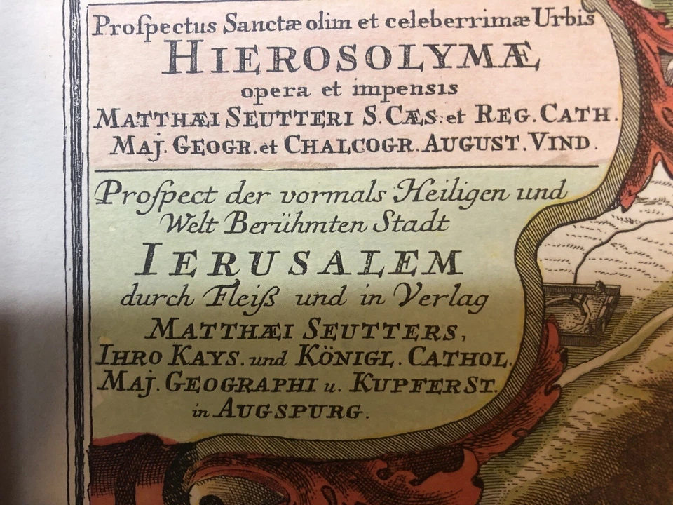 Jerusalem map 1734 color copy of German map - Image 2 of 4