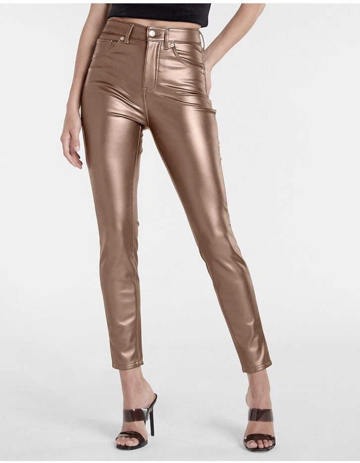 Gold faux leather pants cheap